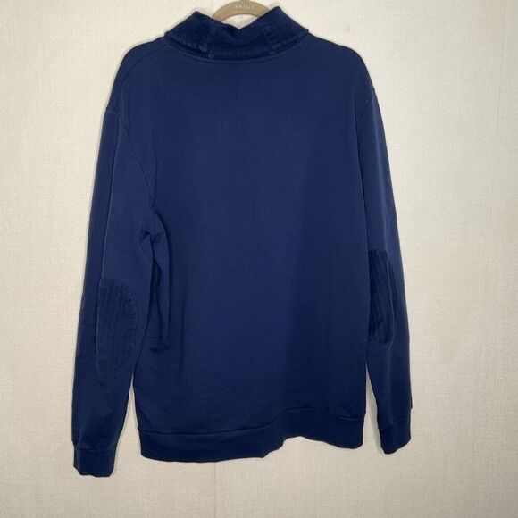 Vineyard Vines Mens Large Pullover Sweater Blue Shawl Collar Elbow Patch Cotton - Picture 7 of 8
